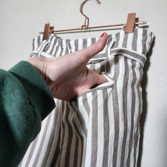 MADEWELL Striped Linen-Blend Paperbag Pants Size 2 - Picture 10 of 13